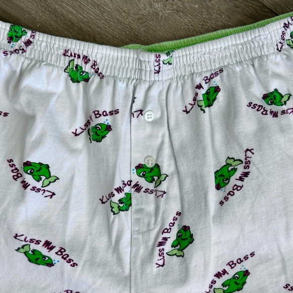 Natural Reflections Kiss My Bass Adult M Y2K Sleepwear Boxer‎ Shorts Fishing OS - Picture 2 of 6